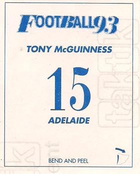 1993 Select AFL Stickers #15 Tony McGuinness Back